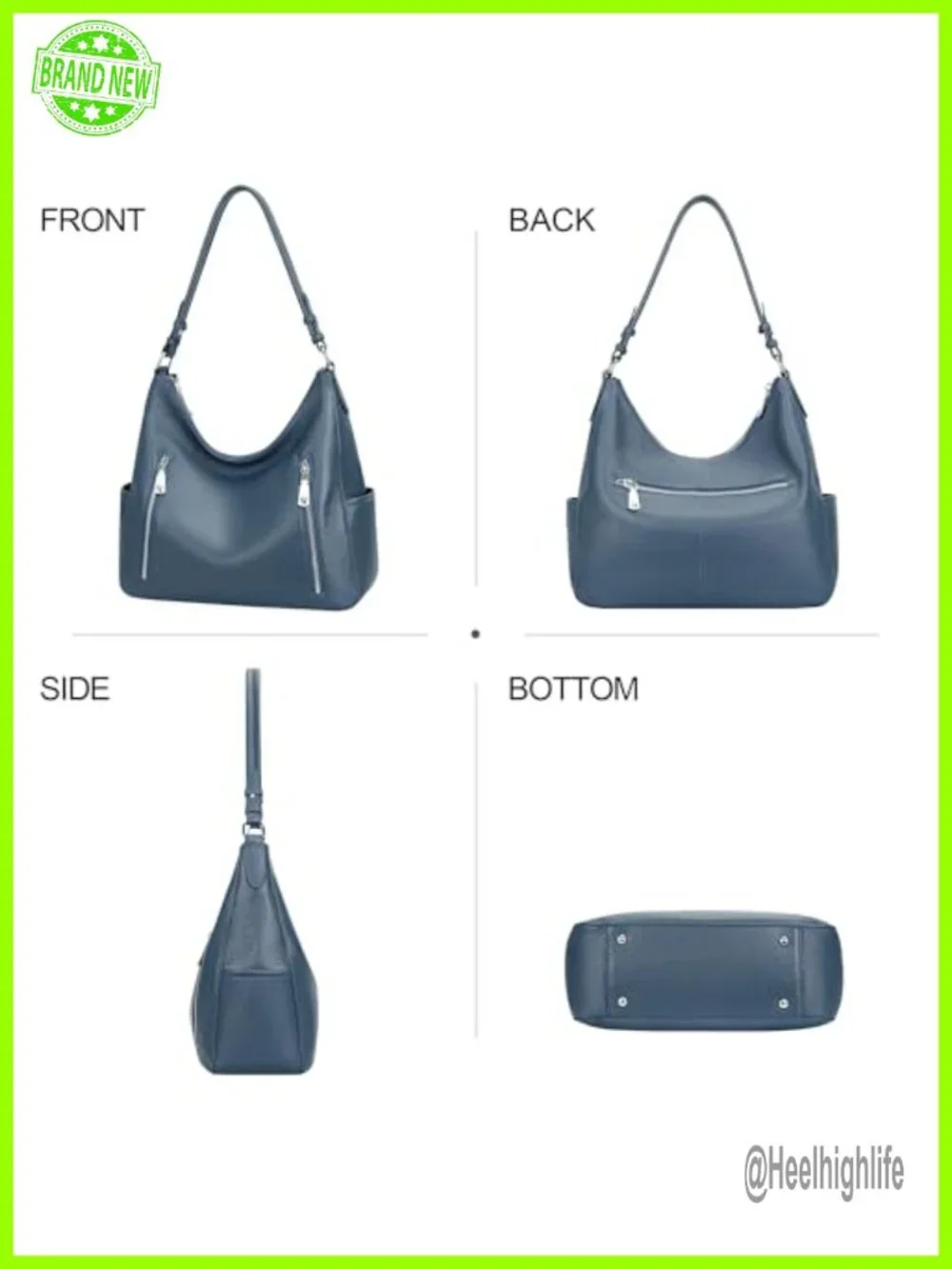 Genuine Leather Hobo Bag Crossbody Shoulder Purse with Top Handles Adjustable